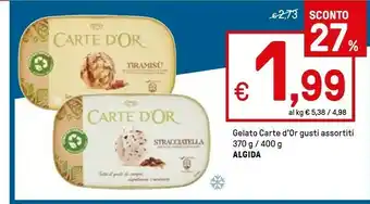 Iper La Grande Algida Carte D'Or Panna 400 G(ml) offerta