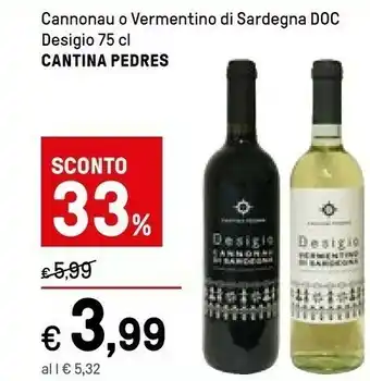 Iper La Grande Cantina Pedres Cannonau O Vermentino Di Sardegna Doc offerta