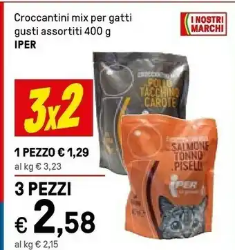 Iper La Grande Iper Croccantini Mix Per Gatti Con Salmone 400g offerta