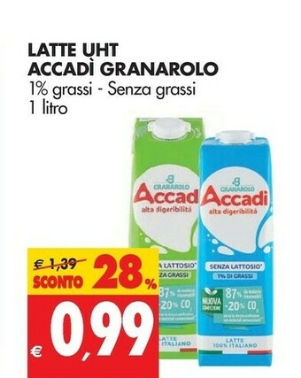 Tigros Granarolo Latte Uht Accadì offerta