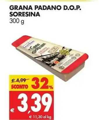 Tigros Latteria Soresina Grana Padano Gran Soresina 300 G(ml) offerta