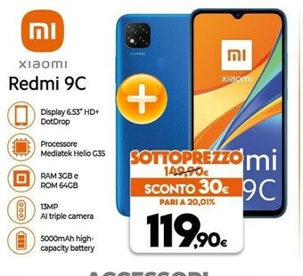 Expert Xiaomi Redmi 9C 16,6 Cm (6.53") Doppia SIM Android 10.0 4G Micro-USB 3 GB 64 GB 5000 MAh Blu offerta