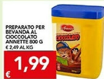 TuoDi Annette Preparato Per Bevanda Al Gusto Di Cioccolato Subito Pronto 800 G(ml) offerta