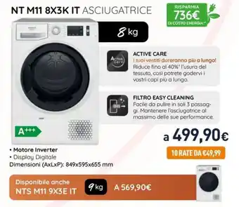 Unieuro Hotpoint NT M11 8X3K IT ASCIUGATRICE offerta