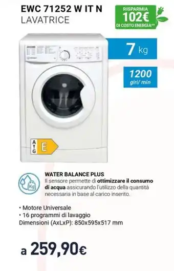 Unieuro INDESIT EWC 71252 W IT N LAVATRICE offerta