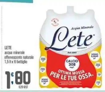 LETE acqua minerale effervescente naturale 1,5 lt x 6 bottiglie