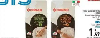 Conad Conad - Farina Di Grano Tenero Italiano Macinata A Pietra Tipo 2 1000 G(ml) offerta