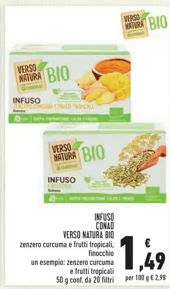 Conad Conad Infuso Zenzero Curcuma E Frutti Tropicali/ Finocchio Verso Natura Bio 50 G offerta