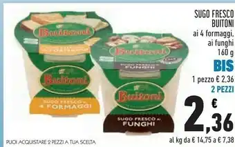 Conad Buitoni Sugo Fresco Ai 4 Formaggi/Ai Funghi offerta