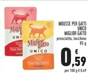 Conad Morando Mousse Per Gatti Unico Miglior Gatto Prosciutto offerta