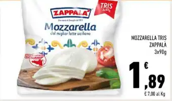 Conad MOZZARELLA TRIS ZAPPALA 3x90g offerta