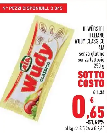 Conad Margherita Aia Il Würstel Italiano Wudy Classico 250g offerta