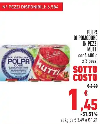 Mutti Polpa di Pomodoro in Pezzi 400g x 3 pezzi