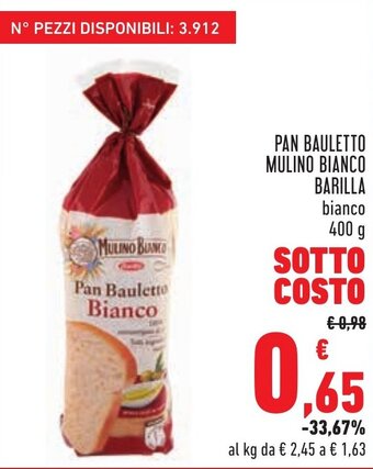 Conad Margherita Barilla Mulino Bianco Pan Bauletto 400g offerta