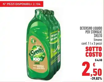 Conad Margherita Svelto Detersivo Liquido per Stoviglie 1l x 3 pezzi offerta