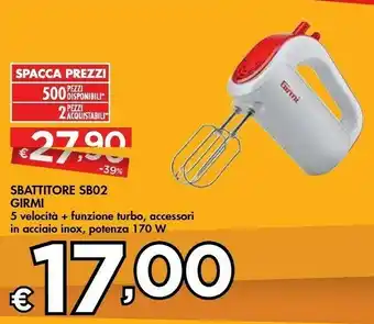 Bennet Girmi SB02 Sbattitore Manuale Rosso 170 W offerta
