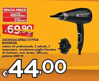 Bennet Rowenta Silence AC Premium Care CV7920 2300 W Nero, Oro Rosa offerta