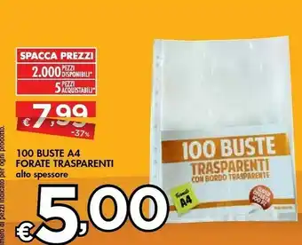 Bennet 100 Buste A4 Forate Trasparenti Lto Spessor offerta