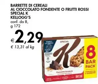Bennet Kellogg's Barrette Di Cereali Al Cioccolato Fondente O Frutti Rossi Special K offerta