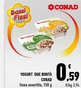 Conad Conad - Due Bontà Yogurt Cremoso Bianco Più Fragola 150 G(ml) offerta