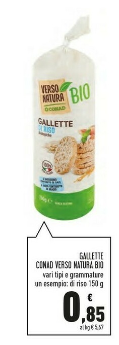 Conad Superstore Conad - Gallette Di Riso Verso Natura Bio 150 G(ml) offerta