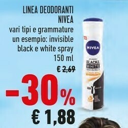 Conad Superstore Nivea Black & White Invisible Clear Donna Deodorante Spray 150 Ml offerta
