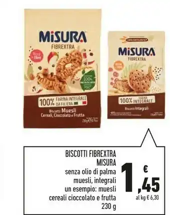 Conad Superstore Misura Biscotti Muesli Cereali, Frutta E Cioccolato Fibre Extra 230 G(ml) offerta