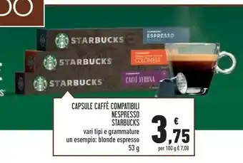 Conad Starbucks Capsule Caffè Compatibili Nespresso Blonde Espresso offerta
