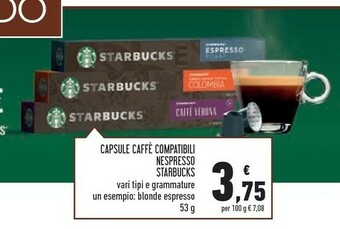 Conad Starbucks Capsule Caffè Compatibili Nespresso Blonde Espresso offerta