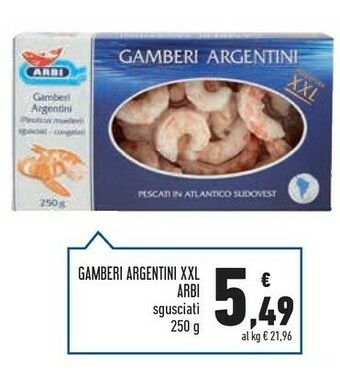 Conad Arbi Gamberi Argentini Sgusciati Congelati 250 G(ml) offerta