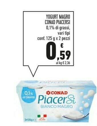 Conad Conad - Yogurt Magro Bianco Piacersi 250 G(ml) offerta