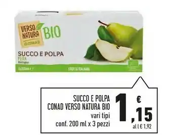 Conad Conad - Succo E Polpa Pera Biologico Verso Natura 600 G(ml) offerta