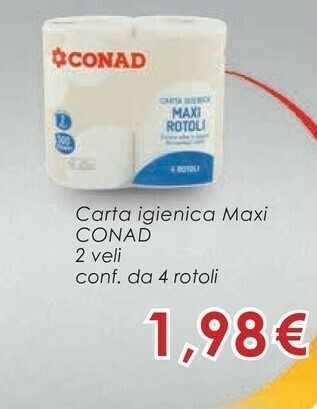 Conad Conad Carta Igienica Maxi 4 Rotoli offerta