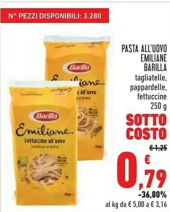 Conad Barilla Pasta All'Uovo Emiliane Tagliatelle, Pappardelle, Fettuccine offerta