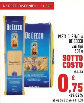 Conad De Cecco Pasta Di Semola Vari Tipi offerta