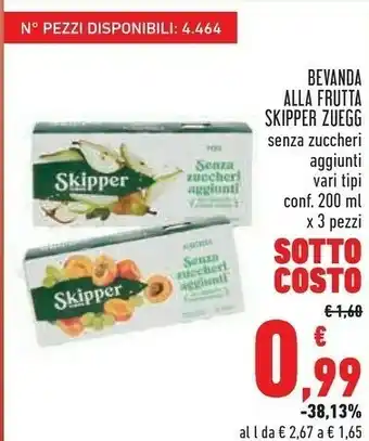 Conad Skipper Zuegg Bevanda Alla Frutta Senza Zuccheri offerta
