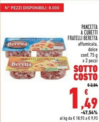 Conad Fratelli Beretta - Pancetta Affumicata A Cubetti 150 G(ml) offerta