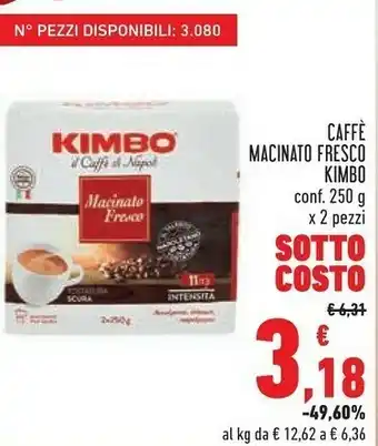 Conad Kimbo Caffè Macinato Fresco 500 G(ml) offerta