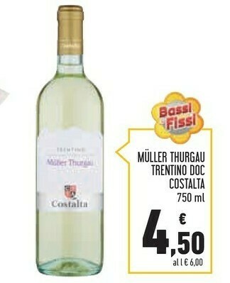 Conad Superstore Costalta Muller Thurgau Trentino DOC 750 Ml offerta