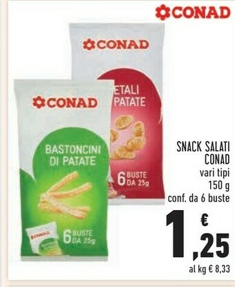 Conad Conad Snack Salati Vari Tipi offerta