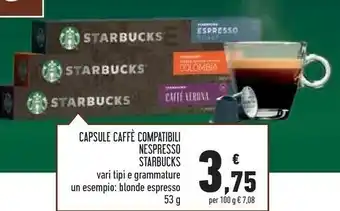 Conad Starbucks Nespresso Blonde Espresso Capsule Caffè 10 Pezzo(i) offerta