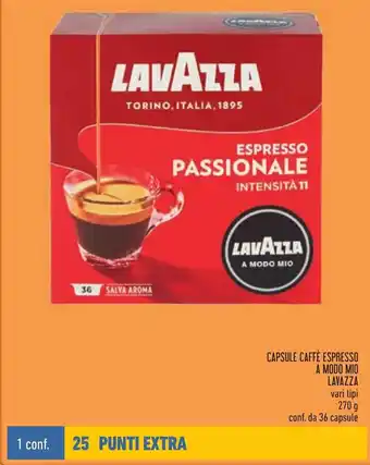 Conad Margherita Lavazza Capsule Caffè Espresso A Modo Mio 270g 36 capsule offerta