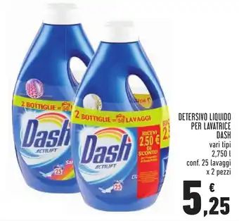Conad Margherita Dash Detersivo Liquido per Lavatrice 2,750l 25 lavaggi x 2 pezzi offerta