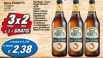 Prix Quality Poretti Birra 3 Luppoli 660ml offerta
