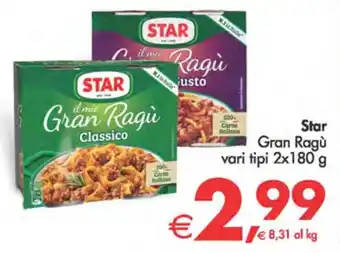 Deco Supermercati Star Gran Ragù vari tipi 2x180 g offerta