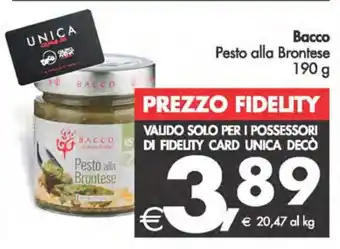 Deco Supermercati Bacco Pesto alla Brontese 190 g offerta