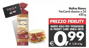 Deco Supermercati Mulino Bianco PanCarrè classico x 24 430 g offerta