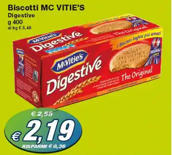 Prix Quality Mc Vitie's Biscotti Digestive 400g offerta