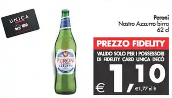 Deco Supermercati Peroni Nastro Azzurro birra 62 cl offerta