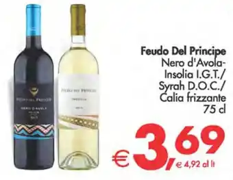 Deco Supermercati Feudo Del Principe Nero d'Avola-Insolia I.G.T./ Syrah D.O.C./ Ćalia frizzante 75 cl offerta